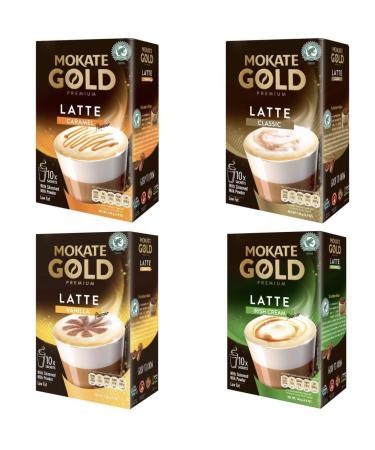 Mokate Gold Premium Latte 4 flavours Caramel Classic Irish cream Vanilla 4x 10 Sachets