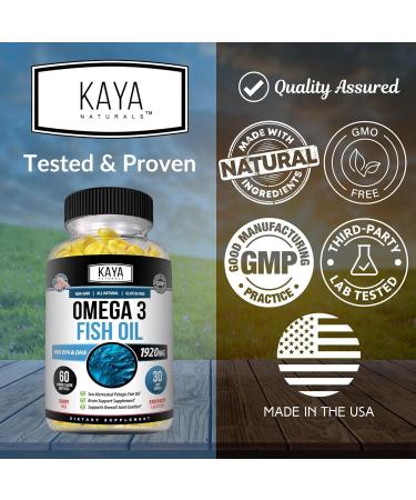 Kaya Naturals Omega 3 Supplement - Nature Made Omega 3 Fish Oil - 100% Pure Sea-Harvested Pelagic Fish Oil with No Fishy Aftertaste - 60 Count Softgels 60 Count (Pack of 1) - Buy Online on GoSupps.com