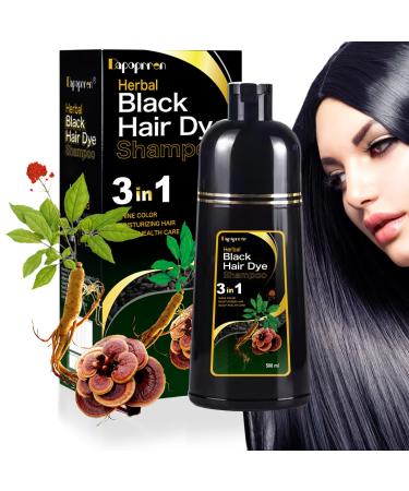 Hair Dye Shampoo 3 in 1 for Gray Hair Herbal Ingredients Champu Con Tinte Para Canas-17oz/500ML (Black)