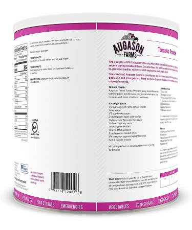 Augason Farms Tomato Powder Emergency Food Storage 3 lbs 10 oz No. 10 Can 1 Can - Buy Online on GoSupps.com