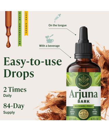 HERBAMAMA Arjuna Tincture - Vegan Antioxidant Support with Terminalia Arjuna Bark Extract Drops - Non-GMO Alcohol & Sugar-Free Liquid Supplement 84-Day Supply 4 Fl Oz (Pack of 1) - Buy Online on GoSupps.com