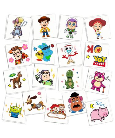 Toy Inspired Story Birthday Party Supplies  34Pcs Temporary Tattoos Party Favors  Removable Skin Safe  Fake Tattoo Stickers for Goody Bag Treat Bag Stuff for Toy Inspired Story Birthday Party Gifts