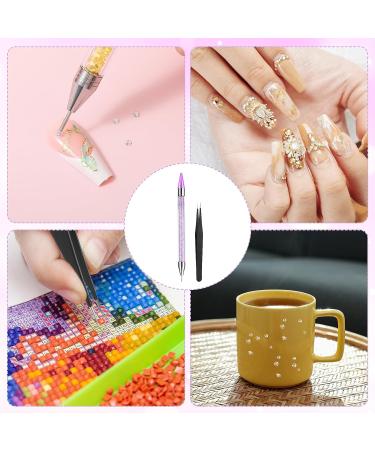 Prasacco Rhinestone Picker Tool Rhinestones Applicator Tools Rhinestone Picker Dotting Wax Pen Nail Art Tool with 4 Purple Replaceable Wax Head and 1 Tweezer for DIY Nail Art Tool - Buy Online on GoSupps.com