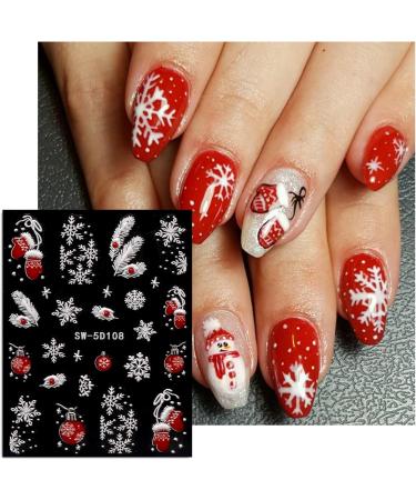 JMEOWIO 3D Embossed Christmas Nail Art Stickers Decals Self-Adhesive 5D White Snowflake Winter Holiday Nail Supplies Nail Art Design Decoration Accessories 4 Sheets - Buy Online on GoSupps.com