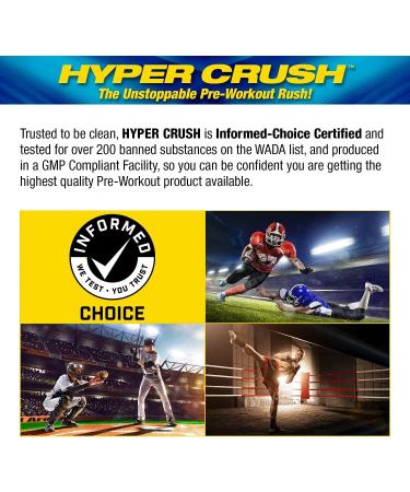 Maximum Human Performance MHP HYPER CRUSH Pre Workout energy drink creatine beta alanine nitric oxide pump citrulline AKG 30 Servings Blue Ice 14.88 Ounce - Buy Online on GoSupps.com