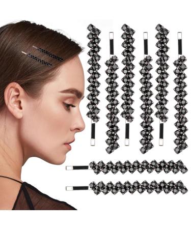 OIIKI 8PCS Black Rhinestones Hair Pins  Women Crystal Hair Bobby Pins  Sparkle Rhinestone Metal Hair Clips  Girls Hair Jewelry Accessories for Parties or Daily Use (4 Pairs)