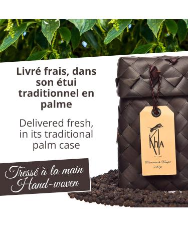 Khla - Organic Kampot Black Pepper - Peppercorns 100g - Traditional Palm Leaf Gift Box - Grand Cru Rare - Ingr - Buy Online on GoSupps.com