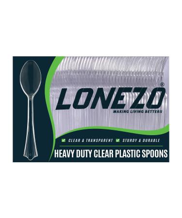 Lonezo 150 Count Plastic Spoons Clear Spoons Plastic Disposable Eco Friendly Disposable Spoons Shatter Resistant Plastic Spoons Heavy Duty Plastic Cutlery Clear Spoons 150