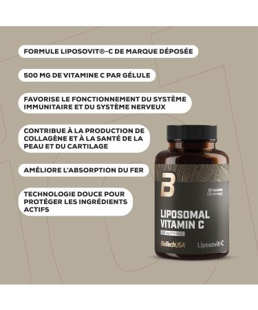 BioTechUSA Liposomal Vitamin C | Liposovit -C Formula | Soutient le syst me immunitaire et la production de collag ne | Haute absorption 30 g lules - Buy Online on GoSupps.com