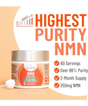Arcwell Micronized NMN (Nicotinamide Mononucleotide) Powder | 250 mg per Scoop | NAD+ Supplement | Source of Niacin Vitamin B3 | Supports Cellular Health & Energy Production (15 g 60 servings) 15 g (Pack of 1) - Buy Online on GoSupps.com