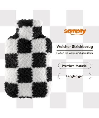 Buy SAMPLY 2L Hot Water Bottle with Soft Cover - Fluffy Bed Bottle for Kids & Adults - Perfect Warmth & Gift Idea for Women - Black & White - Buy Online on GoSupps.com