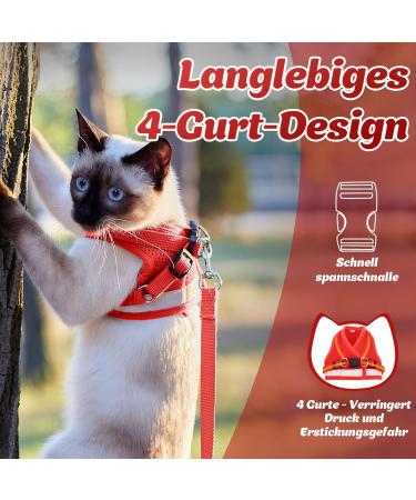 Supet Cat Dishes - Soft Cat Vest with Leash for Kittens & Small Dogs (Chihuahua) - L Size (Chest 38-43 cm) - Durable & Stylish in Red - Buy Online on GoSupps.com