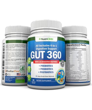 NutriONN Psyllium Husk Capsules & 4-in-1 Digestive Enzymes Combo - Targeted Gut & Digestive Health Support - Buy Online on GoSupps.com