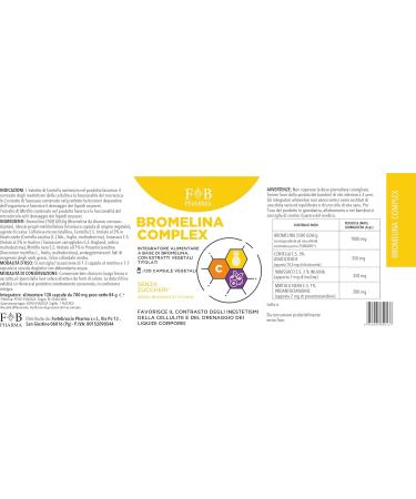 FORTEBRACCIO PHARMA SRL Bromelain Complex Natural diuretic against cellulite and water retention promotes microcirculation and drainage made in Italy 120 capsules - Buy Online on GoSupps.com