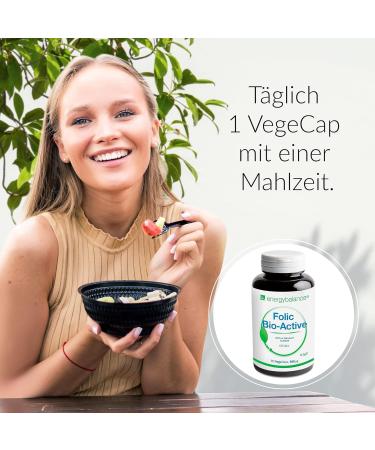 Energybalance Folic Capsules - High Bioavailability Folate for Pregnancy & Fertility | Vegan Vitamin B9 (5-MTHF Quatrefolic) | Swiss Quality | 90 Vegecaps - 600 g - Buy Online on GoSupps.com