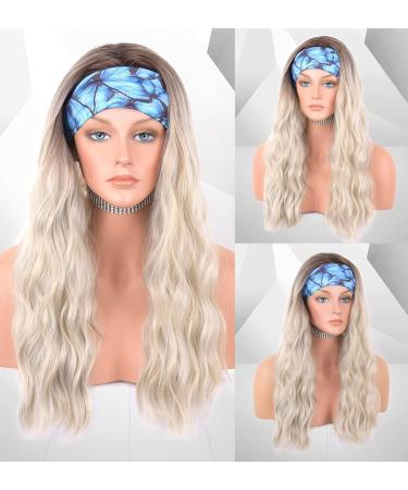 Vebonny Headband Wigs - Removable Synthetic Blonde & Ombr Brown Curly Wig | Glue-Free Shoulder Length Vebonny-153 - Buy Online on GoSupps.com