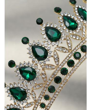 SWEETV Rhinestone Wedding Tiara - Royal Queen Crown Headband for Women | Crystal Princess Hair Accessories for Prom, Birthday - Green - Buy Online on GoSupps.com