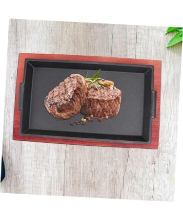 ABOOFAN 1pc Grill Plate Barbecue Fry Plate Breakfast Parrot Food Sanitary Disposal Bags Beef Steak Plate BBQ Dish Steak Pan Baking Pan Barbecue Dish Iron Rectangle Pancake Pan 31.5x19cm Black - Buy Online on GoSupps.com