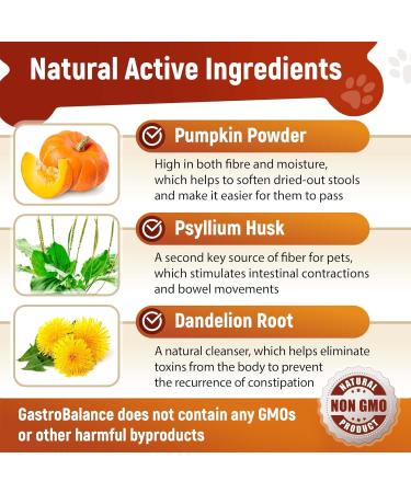 GastroBalance Constipation Relief for Dogs - 60 Soft Chews | 100% Natural Laxative for Dogs - Fast Shipping Worldwide - Buy Online on GoSupps.com