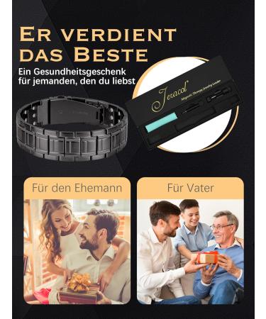 Jeracol Men's Titanium Steel Magnet Bracelet | Ultra Strength 3500 Gauss | Adjustable Healing Jewelry Gift Box - Buy Online on GoSupps.com