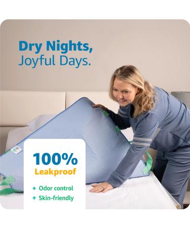 Improvia Fast Drying Bed Pad with Handles - Washable Waterproof Incontinence Inlays for Elderly & Bedridden - 34x36 Inches 6 Handles - Buy Online on GoSupps.com