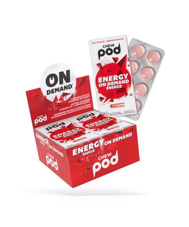Chewpod Energy On Demand Gum, Energy Chews with Caffeine, Taurine, & Essential Vitamins, Energy Boost for Work & Play, Mint Flavour, 1 Box, 80 Pieces