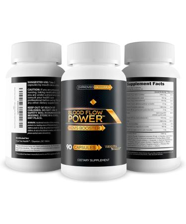Blood Flow Power Men s Booster Extra Strength - Improved Formula - Our Best Blood Flow Support For Men - Vasodilator Nitric Oxide Circulation Supplement - Power Mens Booster Pills High Pressure Pills - Buy Online on GoSupps.com
