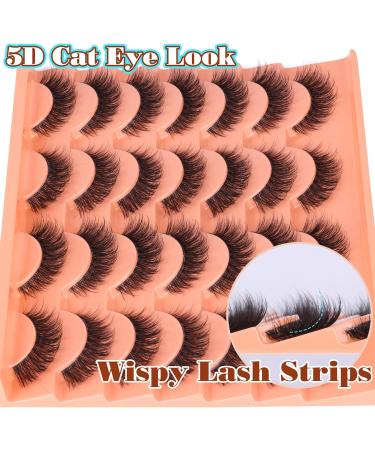 Natural False Lashes Cat Eye Eyelashes Clear Band 14 Pairs Fluffy Fake Lashes Natural Look Wispy Eyelashes Extensions Volume Cat Eye Lashes Strips 8-14MM by Zegaine Fairy - Buy Online on GoSupps.com