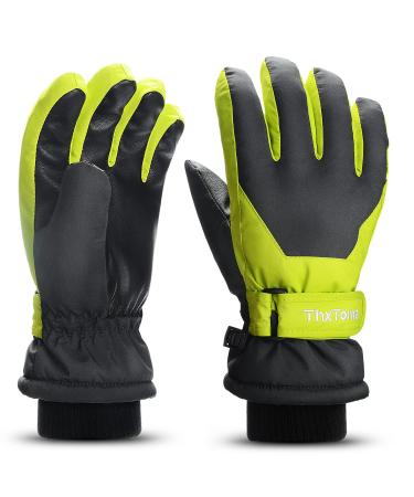 Thxtom's children ski gloves |Winter Snow ski gloves -15 |PU palm windproof waterproof warm fleece |Sports snowboard skiing bike gloves |Young and girls for 4-13 years old S (11-14 years old) green - Buy Online on GoSupps.com