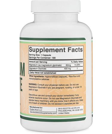 High Absorption Magnesium Glycinate 400mg - 180 Capsules | Vegan, Non-GMO, Gluten Free | Made in USA and Third Party Tested - Buy Online on GoSupps.com
