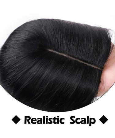Silk-Co Hair Topper Real Hair - 10x12cm Toupet for Women Remy Silk Base Clip-In Extensions 25cm RabenSchwarz - Buy Online on GoSupps.com