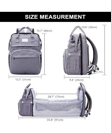 SndMor Diaper Bag Backpack - Multifunctional Large Diaper Backpack with Bed Function Stroller Hook - Perfect for Moms & Dads - Gray - Buy Online on GoSupps.com