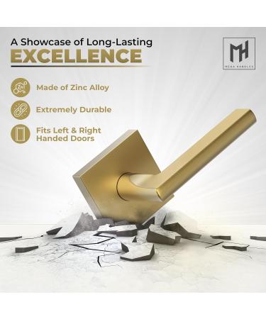 Modern Satin Brass Door Lever | One-Sided Turnable Handle for Cupboard & French Doors | Universal Fit Left or Right-Handed | 1 Pack - Buy Online on GoSupps.com