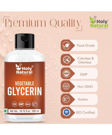 Buy Holy Natural Organic Vegetable Glycerin 300ml - USDA Certified Non-GMO Kosher Food & Cosmetic Grade for Skin Hair Crafts & Soap - Buy Online on GoSupps.com