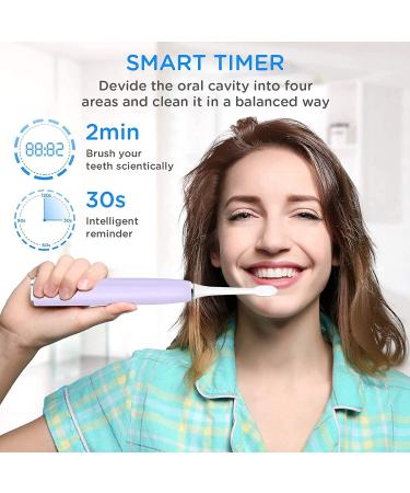 SARMOCARE Sonic Electric Toothbrush - Rechargeable for Adults & Kids | 5 Modes, 3 Intensity Levels | Waterproof, Wireless Charging | Smart Timer & Travel Case - Purple - Buy Online on GoSupps.com