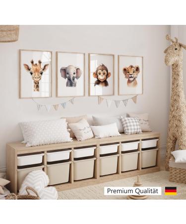 Happy Africa Safari Animals Poster A4 | Children's Room Decoration | Animal Murals for Baby Rooms | Wall Art for Young Girls - Buy Online on GoSupps.com