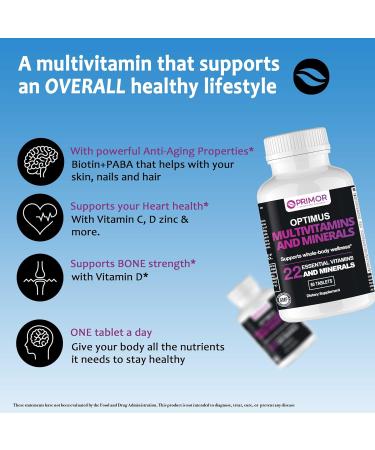 OPTIMUS WEIGHT Multivitamin & Minerals One Tablet per Day Packed with 22 Essential Immune Support | Energy Metabolism | Bone Health | Cognitive Support and More for Women & Men | 60 Count - Buy Online on GoSupps.com