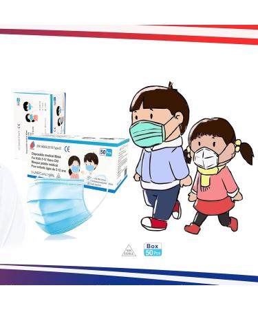 Buy 50 Disposable 3-Layer Surgical Masks for Children - CE Certified Type II EN14683 - Medical Child Protection Mouth Masks - Buy Online on GoSupps.com