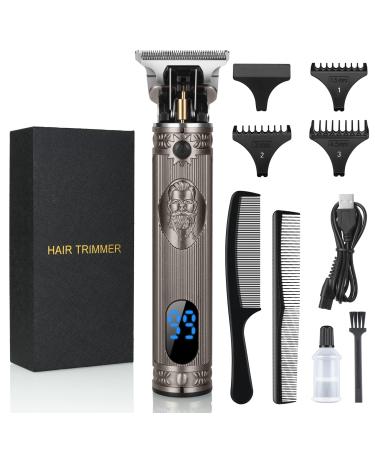 URAQT Hair Clippers for Men Cordless Clippers Electric Hair Trimmer Beard Trimmer Detail Beard Shaver Precision T-Blade Trimmer Grooming Cutting Kit with 3 Guide Combs and 2 Hair Combs (Silver)