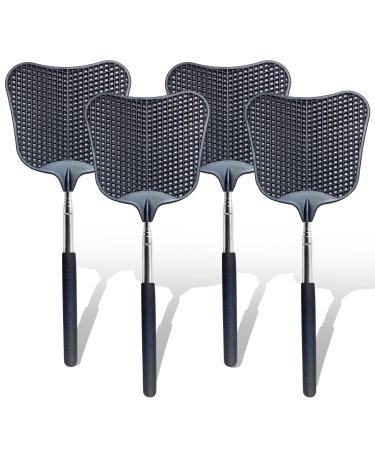 4 Pack Fly Swatter, Telescopic Fly Swatters. with Stainless Steel Handle, Travel, Home, Convenient to Carry in The Car, Easy to Store. (Black)