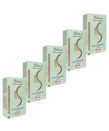 Skineco Natural Soap 5 Lasting Soaps Goat Milk with Zeolite Soap for Sensitive Skin Natural Handmade Cosmetic Face Cleansing Clear Skin Gentle Shower Gel