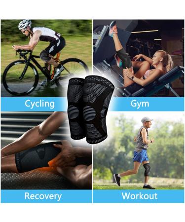 TRACE KASA 2 Pack Knee Compression Sleeve - Size L - Knee Brace for Men & Women - Joint Pain Relief - Ideal for Running, Gym & Arthritis - Black (1 Pair) - Buy Online on GoSupps.com