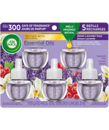 Airwick Plug In Scented Oil Sweet Lavender Scent Infused with natural essential oils 5 Refills/Recharges Total:100ml Each/20 ml Area Deodorizer - Buy Online on GoSupps.com