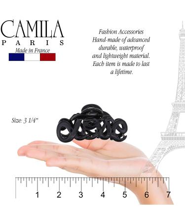 Camila Paris CP3026 French Hair Clip 3.25 inch Black Cellulose Claw Clip - Durable Fashion Accessory with Strong Hold, No Slip Grip - Made in France - Buy Online on GoSupps.com