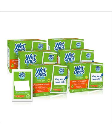 Wet Ones Antibacterial Hand Wipes for Kids with Write On Wrapper | Travel Wipes Hand Wipes Individually Wrapped | Wet Ones Wipes Fruity Fresh Scent 24ct (Pack of 6) - Buy Online on GoSupps.com