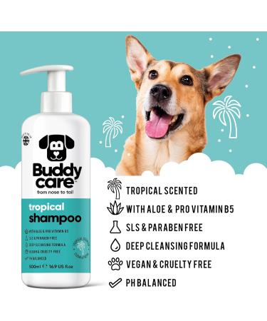 Tropical Dog Shampoo by BuddyCare - Deep Cleaning Aloe Vera Formula with Pro-Vitamin B5 - Refreshing Fragrance (500ml) - Ideal for International Shipping - Buy Online on GoSupps.com