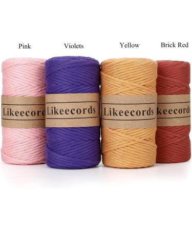 4mm Single Strand Yellow Macrame Cord - 80m Colored Cotton Rope for Wall Hangings, Plant Hangers & Crafts - Buy Online on GoSupps.com