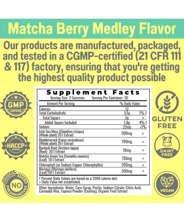 Moringa Irish Sea Moss Chlorophyll EGCg Green Tea Burdock Root Bladderwrack Super Greens Gummies Powder Capsules Pills Liquid Drops Oil Tincture Supplement Supplements Alt Organic Green Seamoss - Buy Online on GoSupps.com