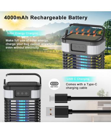 Buy Solar Insect Killer with Light Sensor | USB Rechargeable Mosquito Lamp | Waterproof Fly Destroyer - 4200V Non-Toxic UV Trap for Indoor & Outdoor Use - Buy Online on GoSupps.com