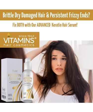 Vitamins Keratin Protein Hair Serum with Biotin - Frizz Control Repair Treatment for Dry Damaged Hair - Heat Protectant for Shine - Straight/Curly Hair Products - Buy Online on GoSupps.com